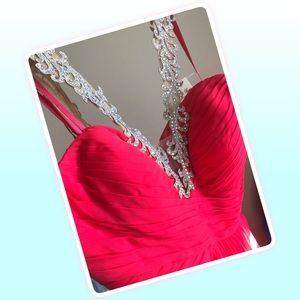 Long Vibrant Chiffon Dress with Low “V”